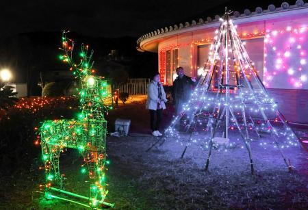 5色で輝くトナカイやツリー、クリスマス彩る 洲本市五色町、1月1日まで